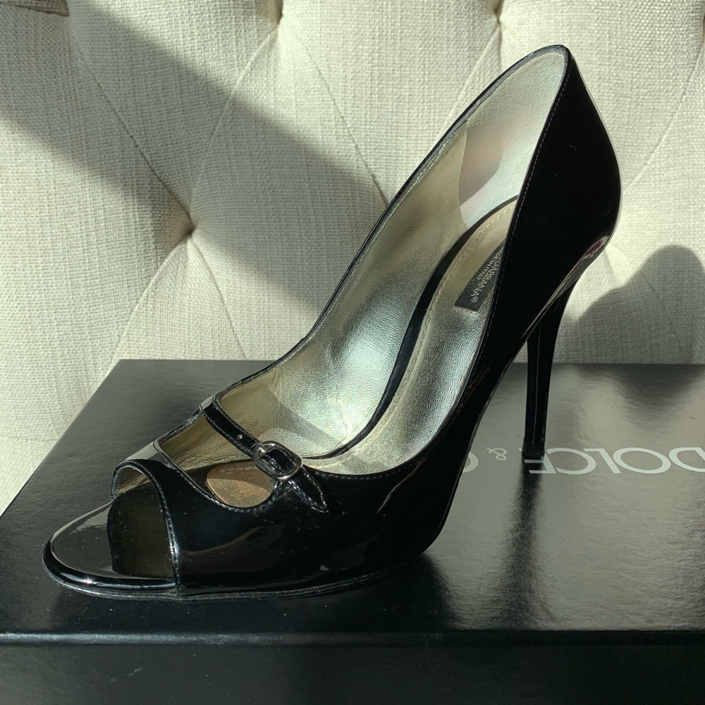 Dolce & Gabbana Vernice Spuntata Pump Black Patent Leather Size 38.5 - Picture 10 of 15